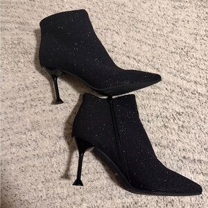 Bloomingdale's Glitter Black Heeled Boots